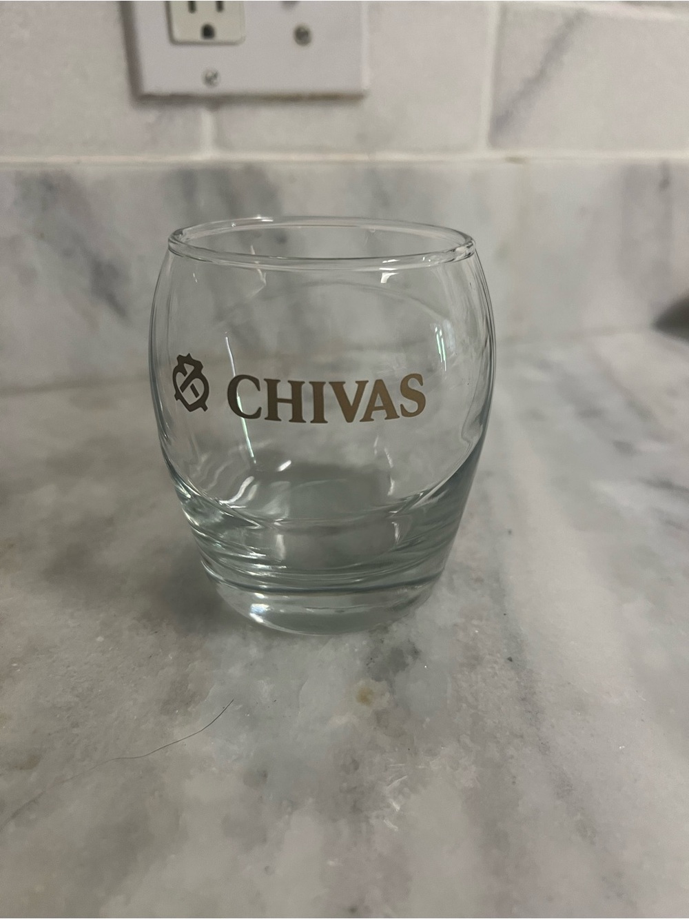 Civas Clear Whiskey Glass with Gold Logo